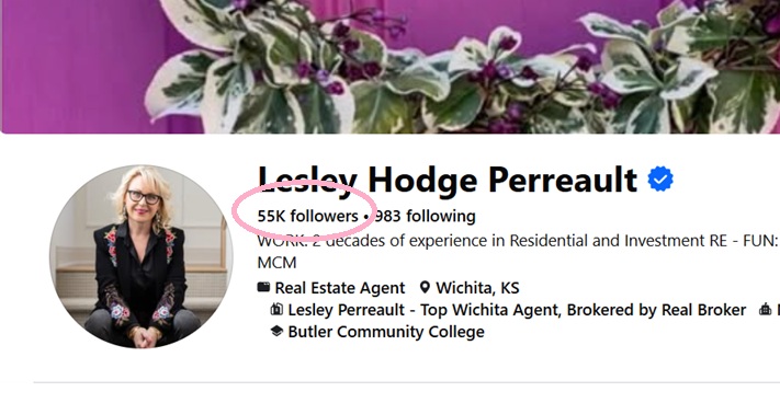 Facebook page of Wichita realtor Lesley Hodge Perreault sharing real estate Reels